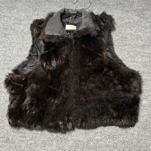 Marc By Andrew Marc Vest Womens XL Brown New Zealand Opossum Fur Leather Collar